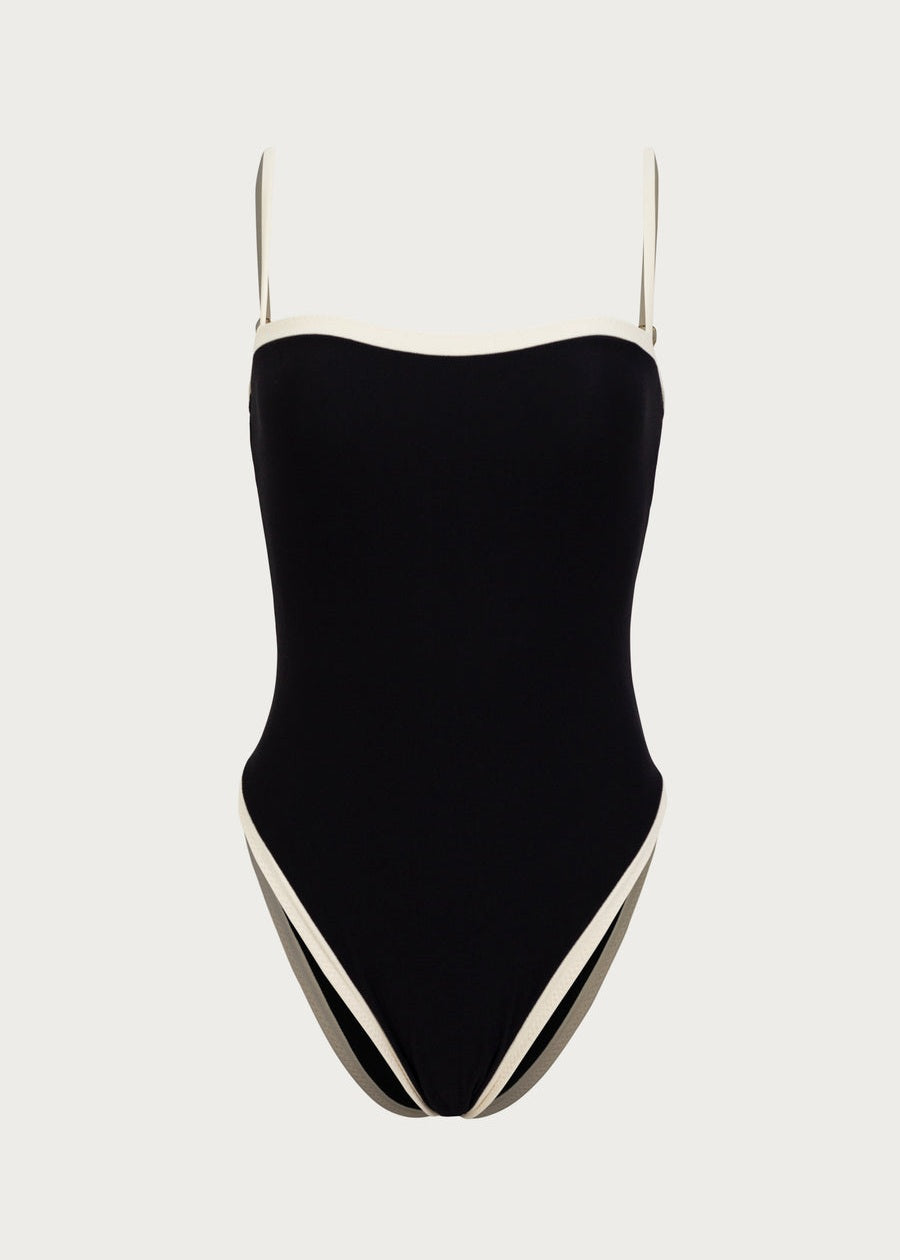 Binary Swim One Piece - Ink & Ivory